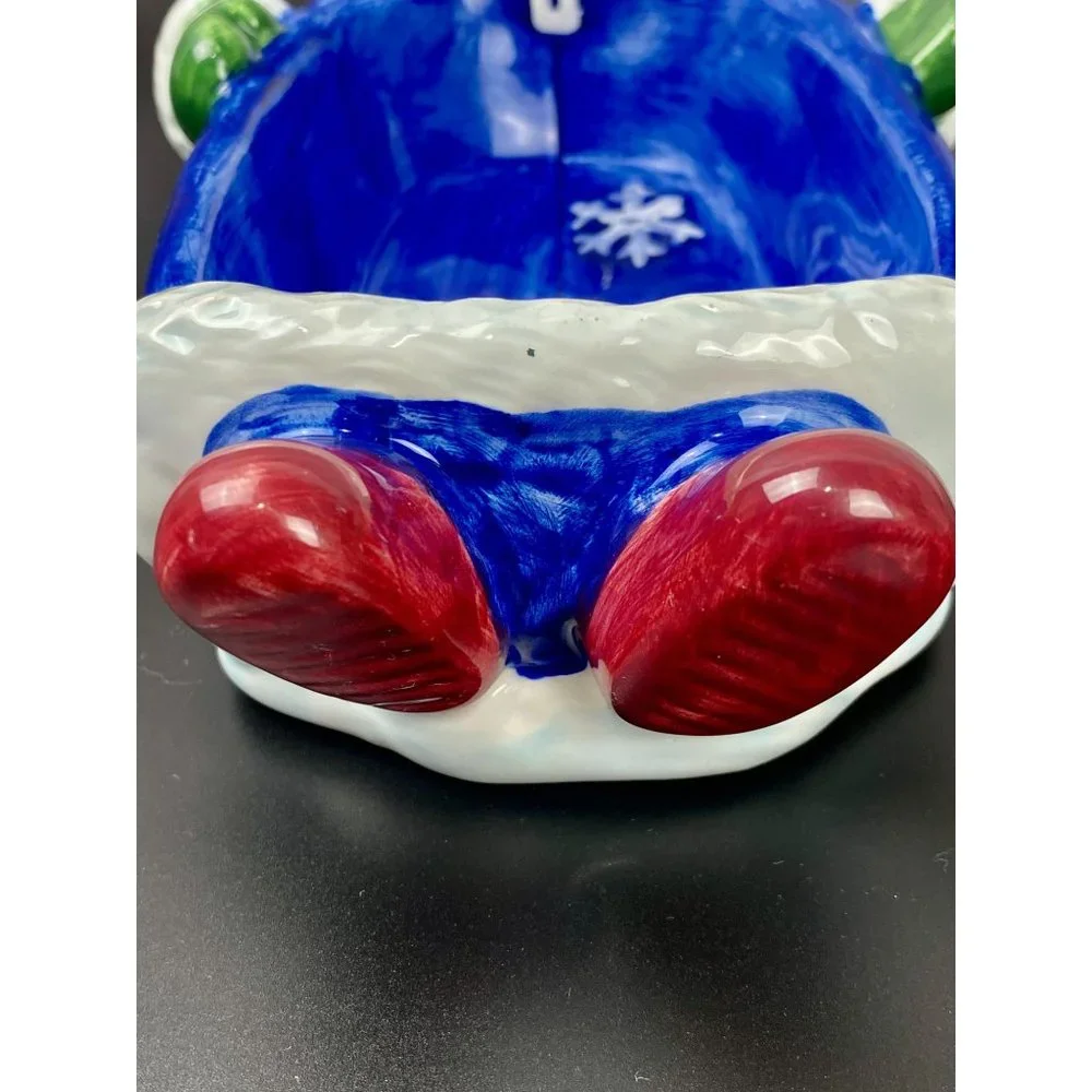 Blizzard Cooks Club Snowflake candy dish,‎ 1998, Christmas blue bear Dish